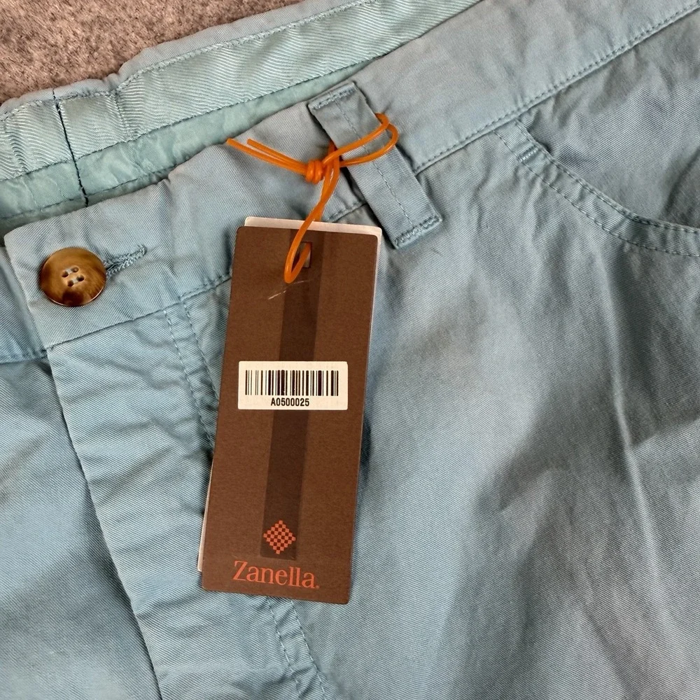 Zanella Men's 56 Light Blue Cotton Chino Pants Flat Front Casual Trousers NWT